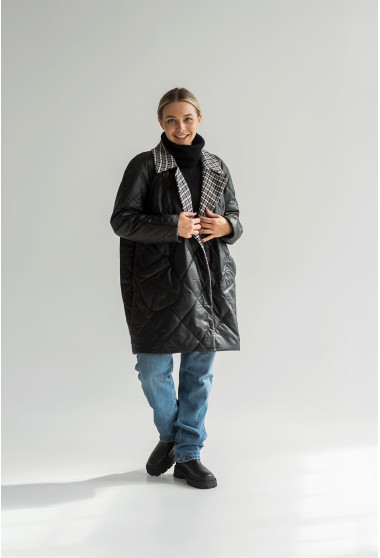 Чорне стьобане пальто . Maritel. Зображення 3