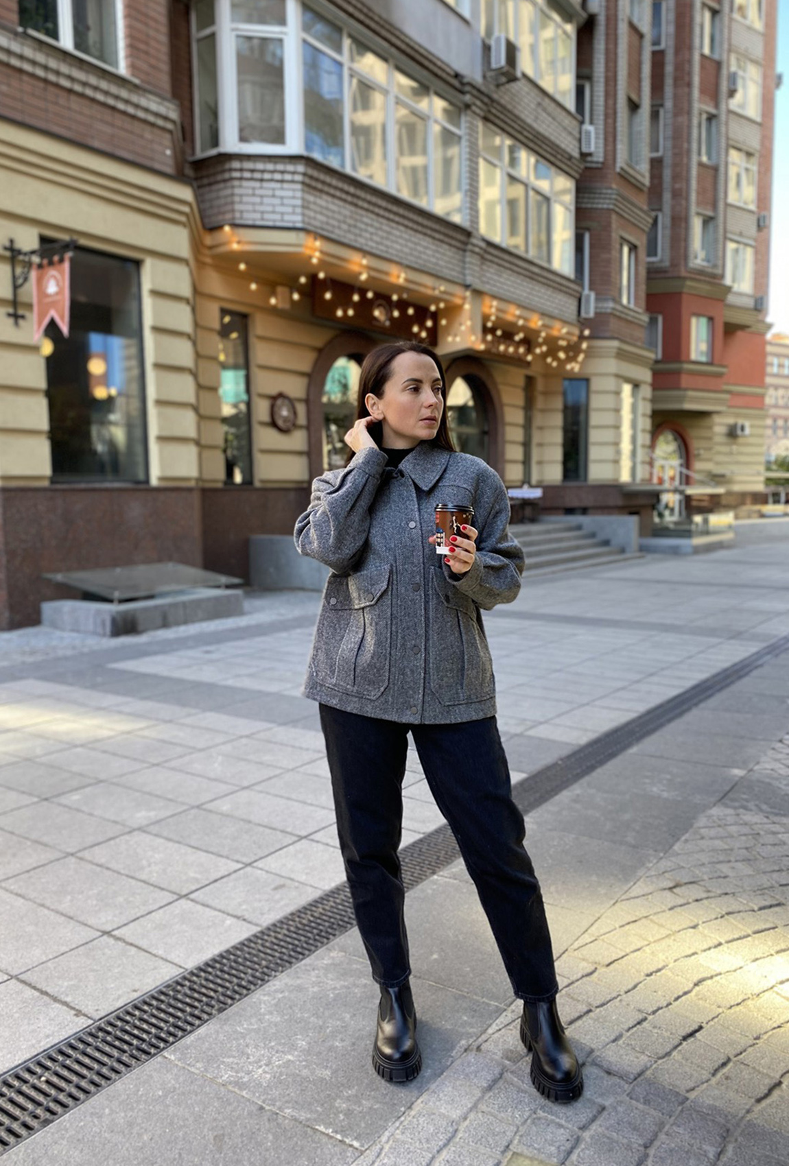 Серое укороченное пальто — 736272. Maritel. Изображенние 1 Серое укороченное пальто — 736272. Maritel. Изображенние 1