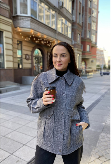 Сіре вкорочене пальто. Maritel. Зображення 4