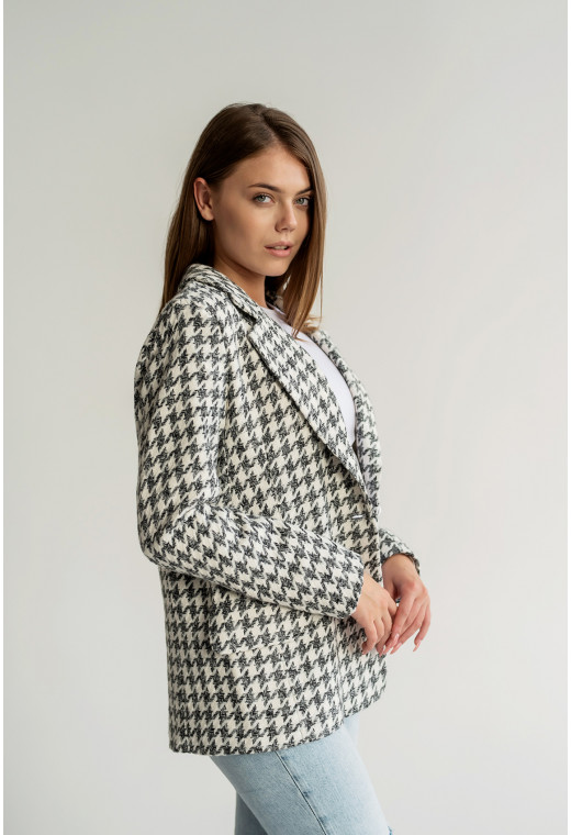 Черный твидовый пиджак в гусиную лапку —  467469. Maritel. Изображенние 1 Черный твидовый пиджак в гусиную лапку —  467469. Maritel. Изображенние 1