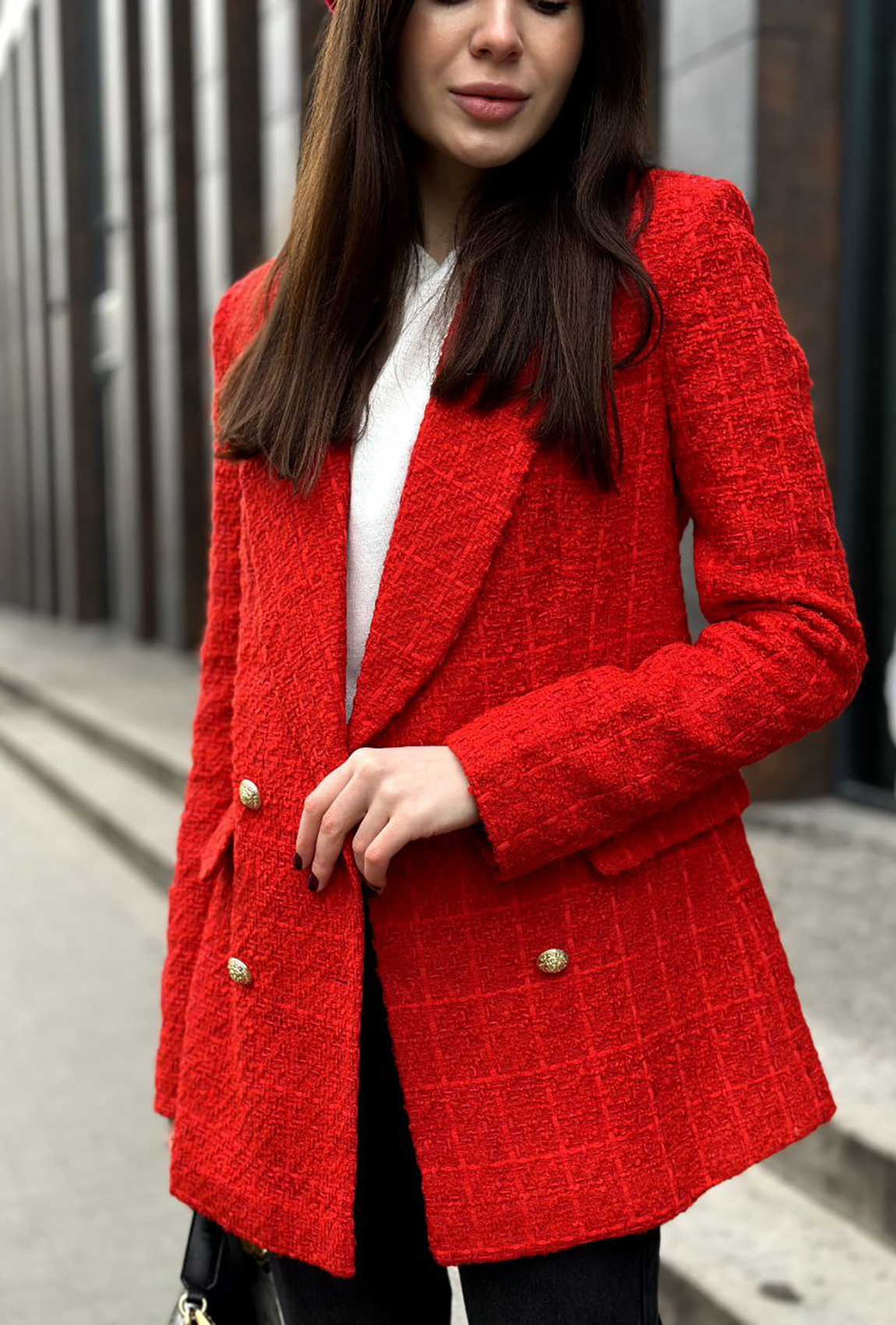 Красный твидовый жакет —  373847. Maritel. Изображенние 1