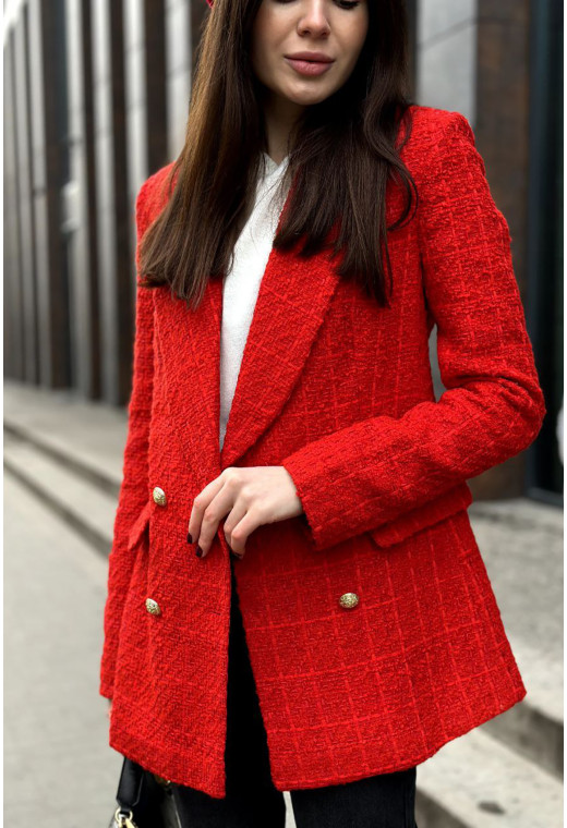 Красный твидовый жакет — 373847. Maritel. Изображенние 1 Красный твидовый жакет — 373847. Maritel. Изображенние 1