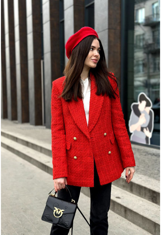 Красный твидовый жакет — 373847. Maritel. Изображенние 2 Красный твидовый жакет — 373847. Maritel. Изображенние 2