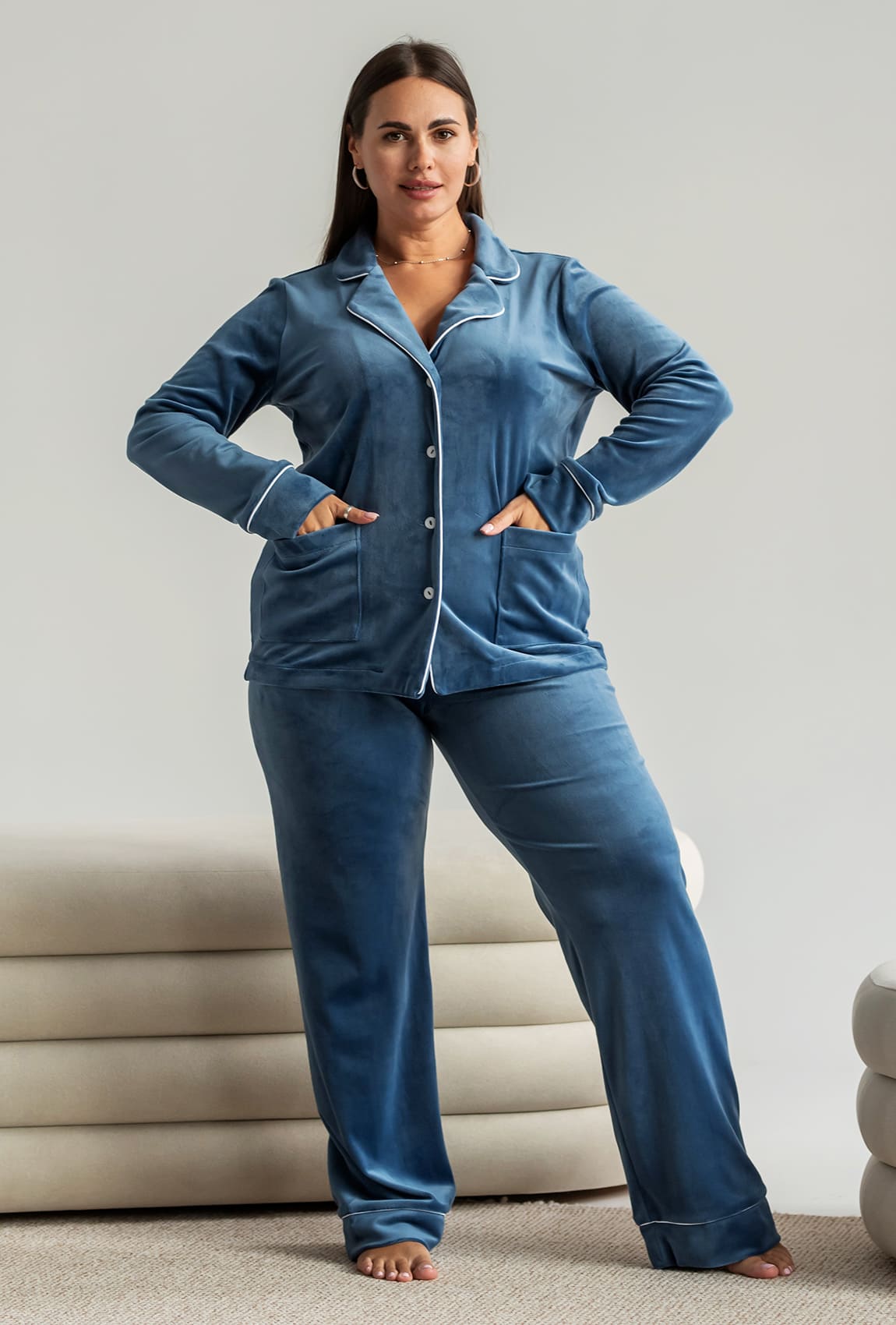 Піжама Кант велюр на гудзиках денім —  674959. Maritel Піжама Кант велюр на гудзиках денім —  674959. Maritel