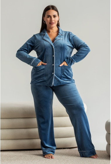 Піжама Кант велюр на гудзиках денім. Maritel. Зображення 10