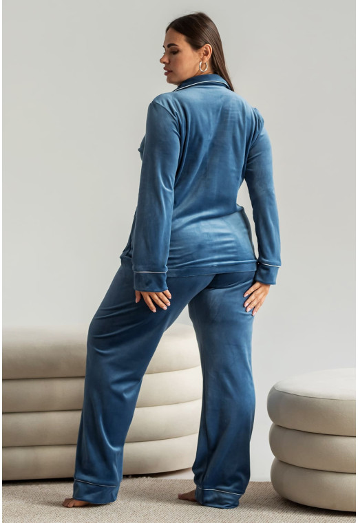 Піжама Кант велюр на гудзиках денім —  674959. Maritel. Зображення 1 Піжама Кант велюр на гудзиках денім —  674959. Maritel. Зображення 1