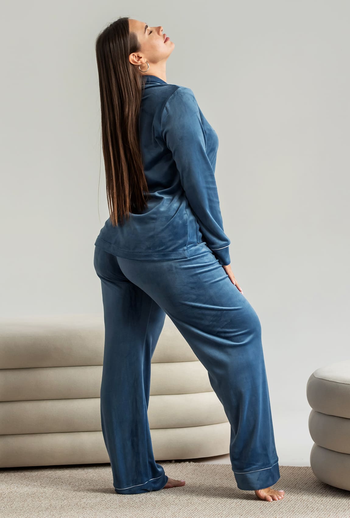 Піжама Кант велюр на гудзиках денім —  674959. Maritel. Зображення 2 Піжама Кант велюр на гудзиках денім —  674959. Maritel. Зображення 2