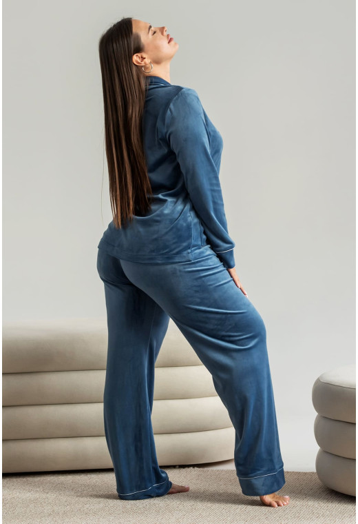 Піжама Кант велюр на гудзиках денім —  674959. Maritel. Зображення 2 Піжама Кант велюр на гудзиках денім —  674959. Maritel. Зображення 2