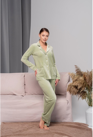 Фисташковый костюм кант на пуговицах. Maritel. Изображенние 6