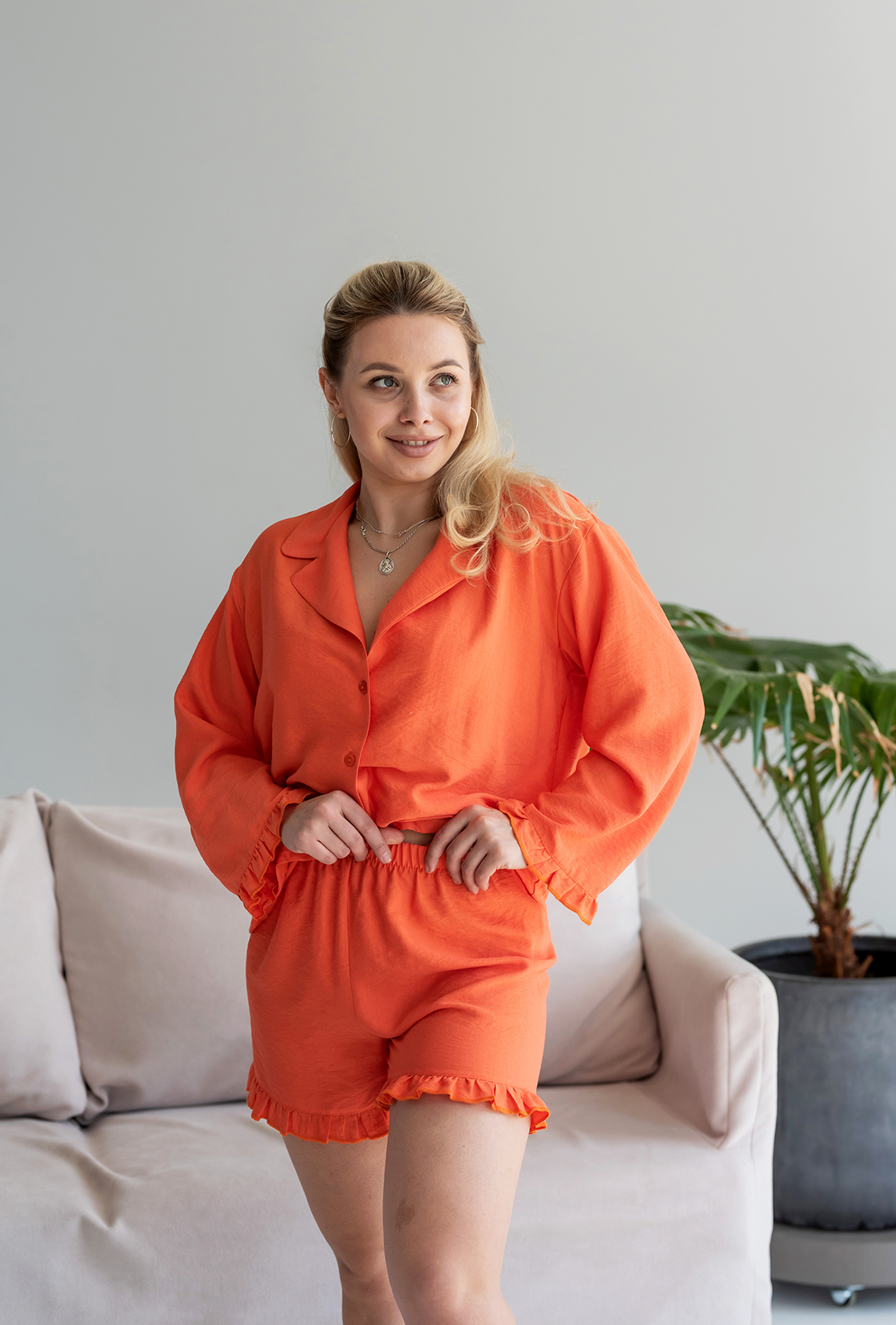 Помаранчевий костюм льон —  585207. Maritel