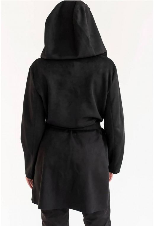 Чорний замшевий плащ короткий — 632025. Maritel. Зображення 2 Чорний замшевий плащ короткий — 632025. Maritel. Зображення 2