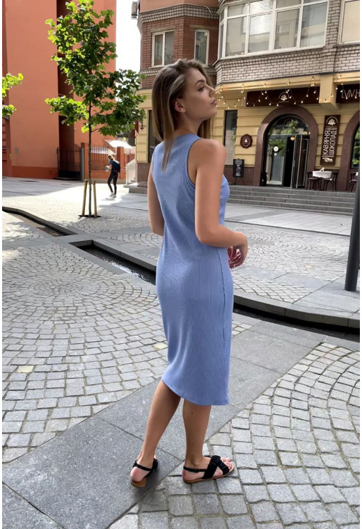 Голубое базовое платье в рубчик —  184588. Maritel. Изображенние 1 Голубое базовое платье в рубчик —  184588. Maritel. Изображенние 1