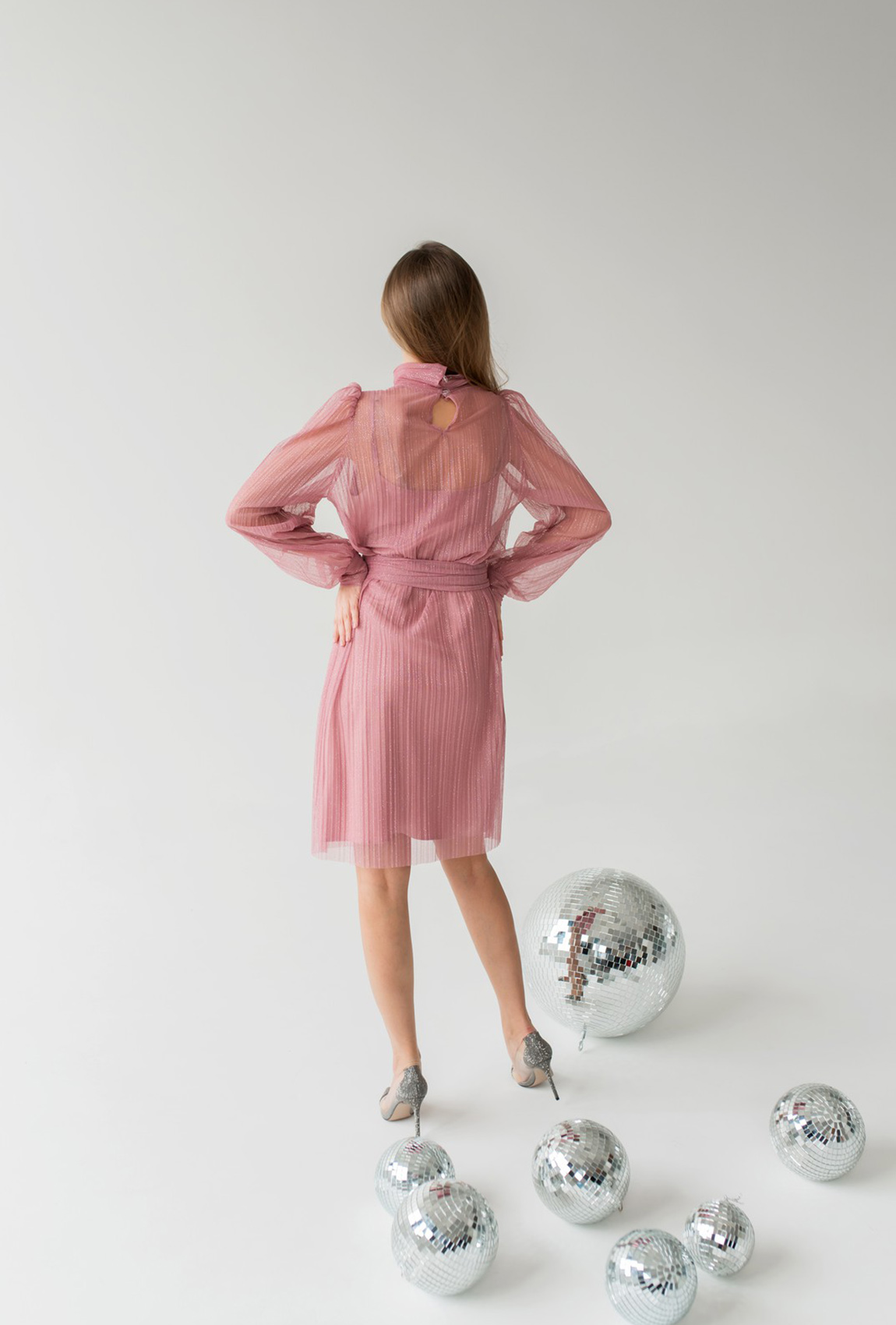 Пудрова шифонова сукня з гофре —  964455. Maritel. Зображення 2