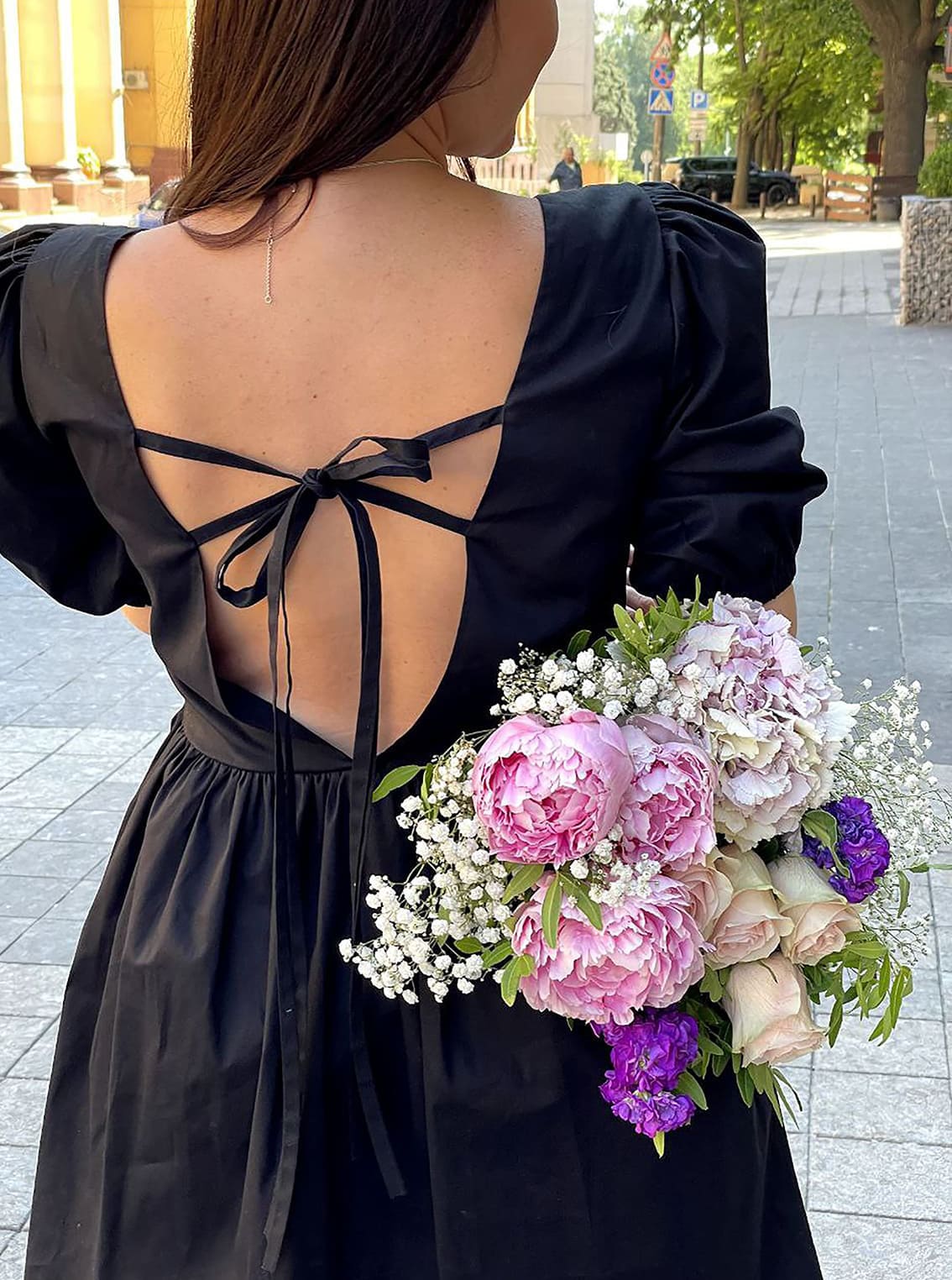 Черное котоновое платье со шнуровкой —  703815. Maritel. Изображенние 1 Черное котоновое платье со шнуровкой —  703815. Maritel. Изображенние 1