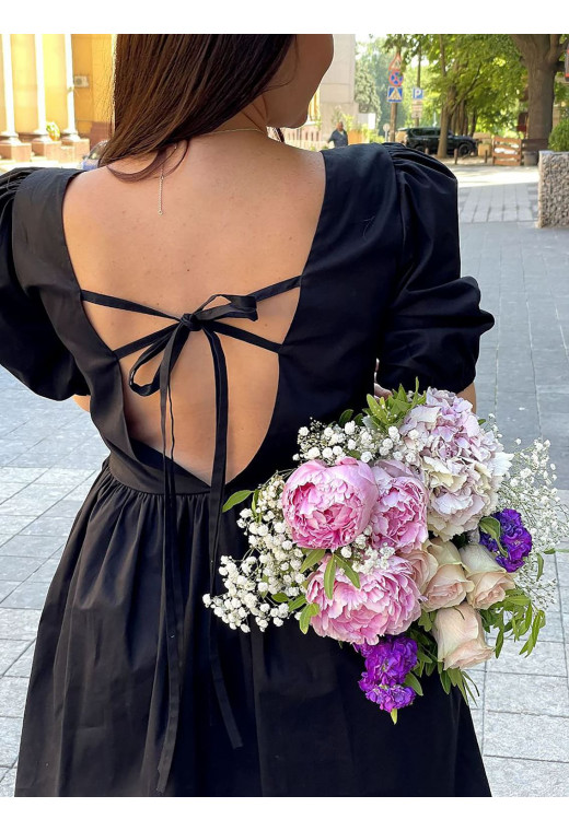 Черное котоновое платье со шнуровкой —  703815. Maritel. Изображенние 1 Черное котоновое платье со шнуровкой —  703815. Maritel. Изображенние 1