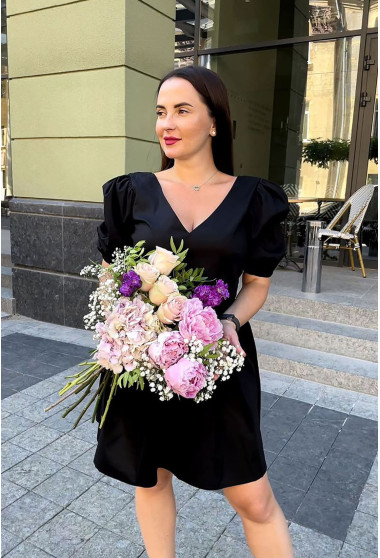 Чорна котонова сукня з шнурівкою. Maritel. Зображення 8