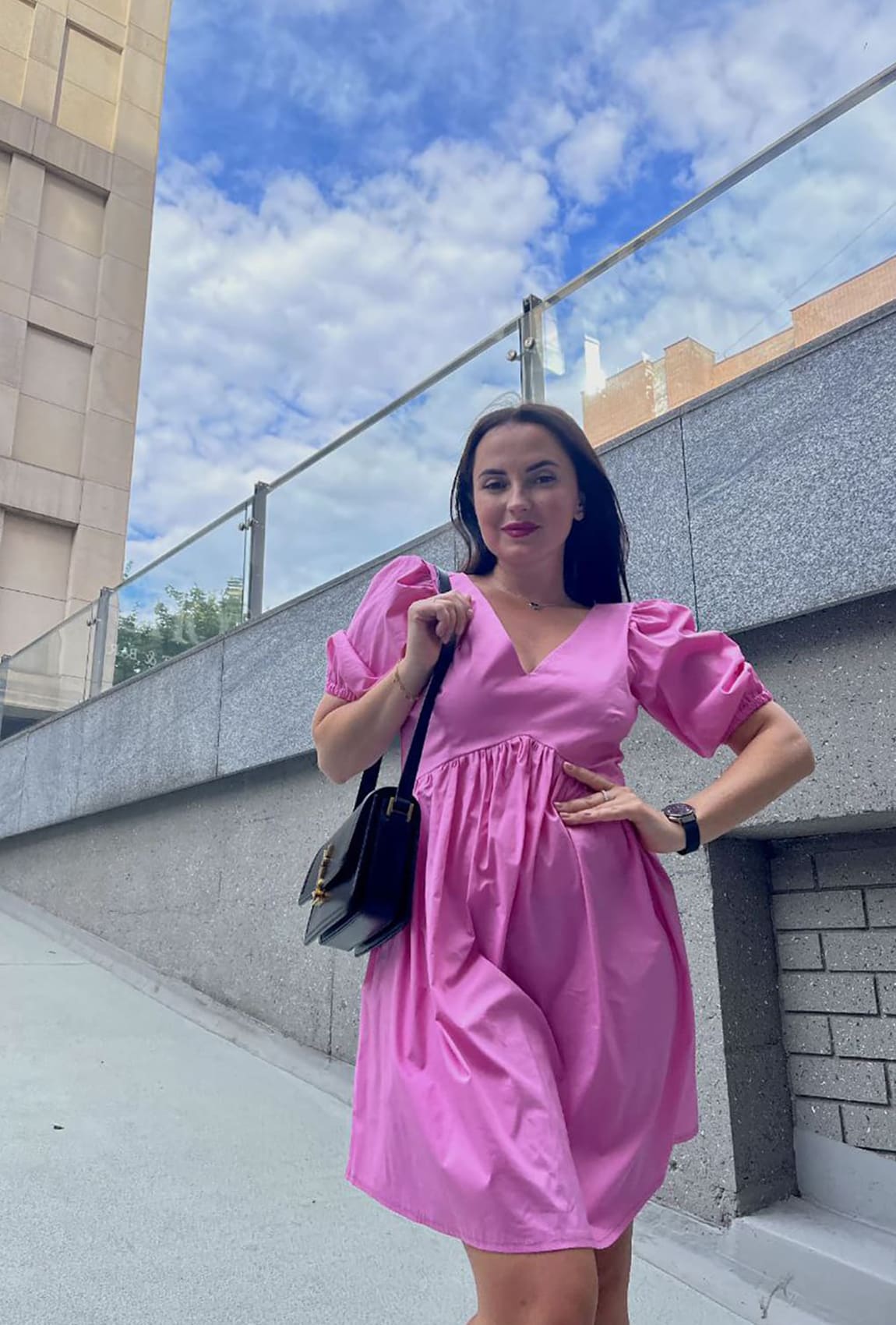 Розовое котоновое платье со шнуровкой —  768358. Maritel