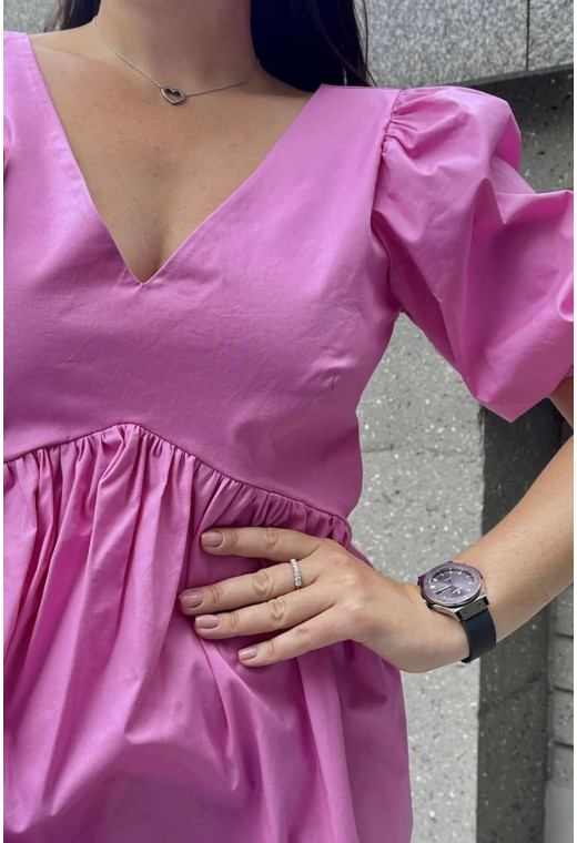 Розовое котоновое платье со шнуровкой —  768358. Maritel. Изображенние 2 Розовое котоновое платье со шнуровкой —  768358. Maritel. Изображенние 2