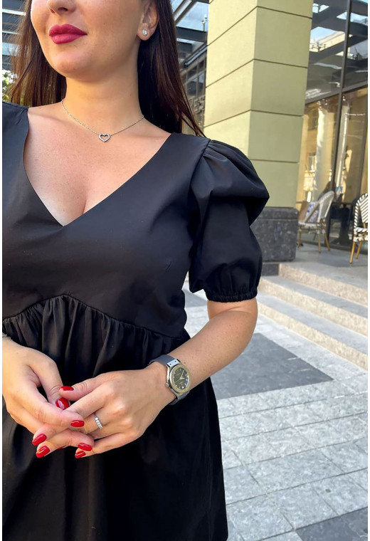 Черное котоновое платье со шнуровкой —  703815. Maritel. Изображенние 2 Черное котоновое платье со шнуровкой —  703815. Maritel. Изображенние 2