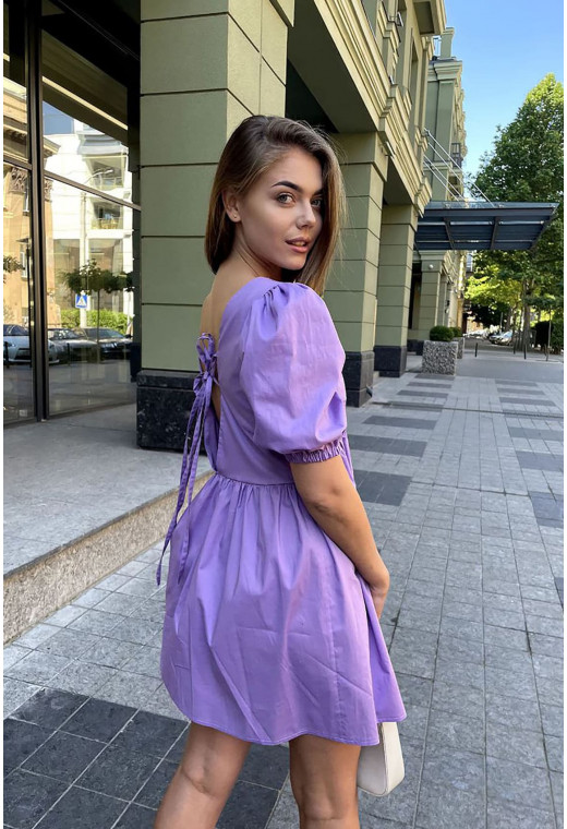 Лавандовое котоновое платье со шнуровкой —  996593. Maritel. Изображенние 1 Лавандовое котоновое платье со шнуровкой —  996593. Maritel. Изображенние 1