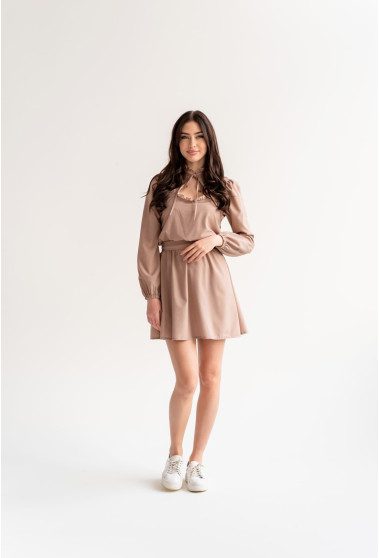 Бежева сукня кохання укорочена в дрібний горох. Maritel. Зображення 9