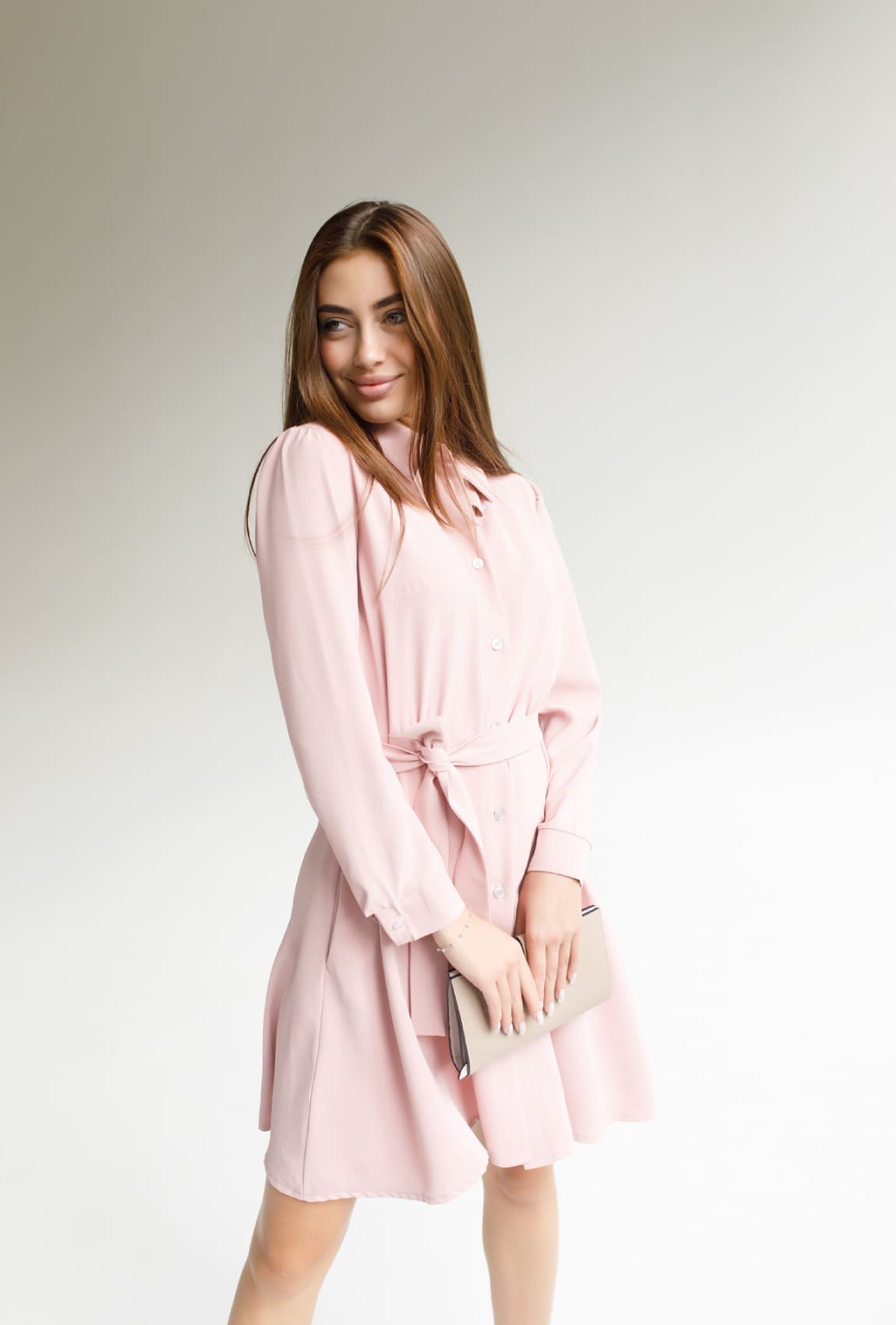Розовое платье-рубашка — 227857. Maritel. Изображенние 1 Розовое платье-рубашка — 227857. Maritel. Изображенние 1