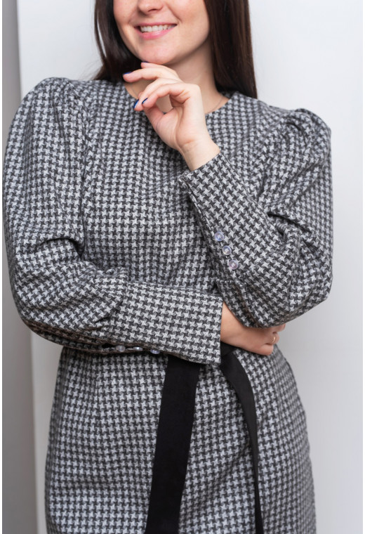 Серое платье с объемными рукавами — 393039. Maritel. Изображенние 1 Серое платье с объемными рукавами — 393039. Maritel. Изображенние 1