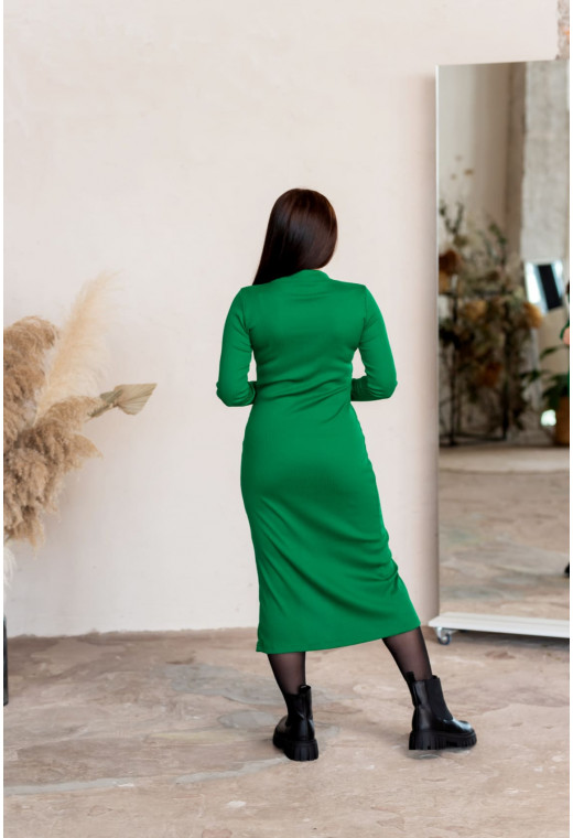 Зелена сукня рубчик з розрізом — 266955. Maritel. Зображення 1 Зелена сукня рубчик з розрізом — 266955. Maritel. Зображення 1