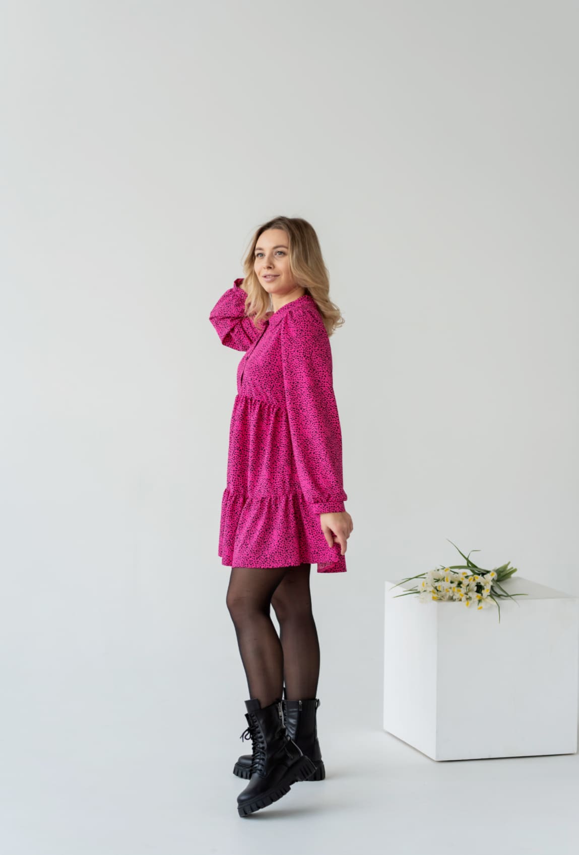 Рожева сукня рюш софт —  297400. Maritel. Зображення 2