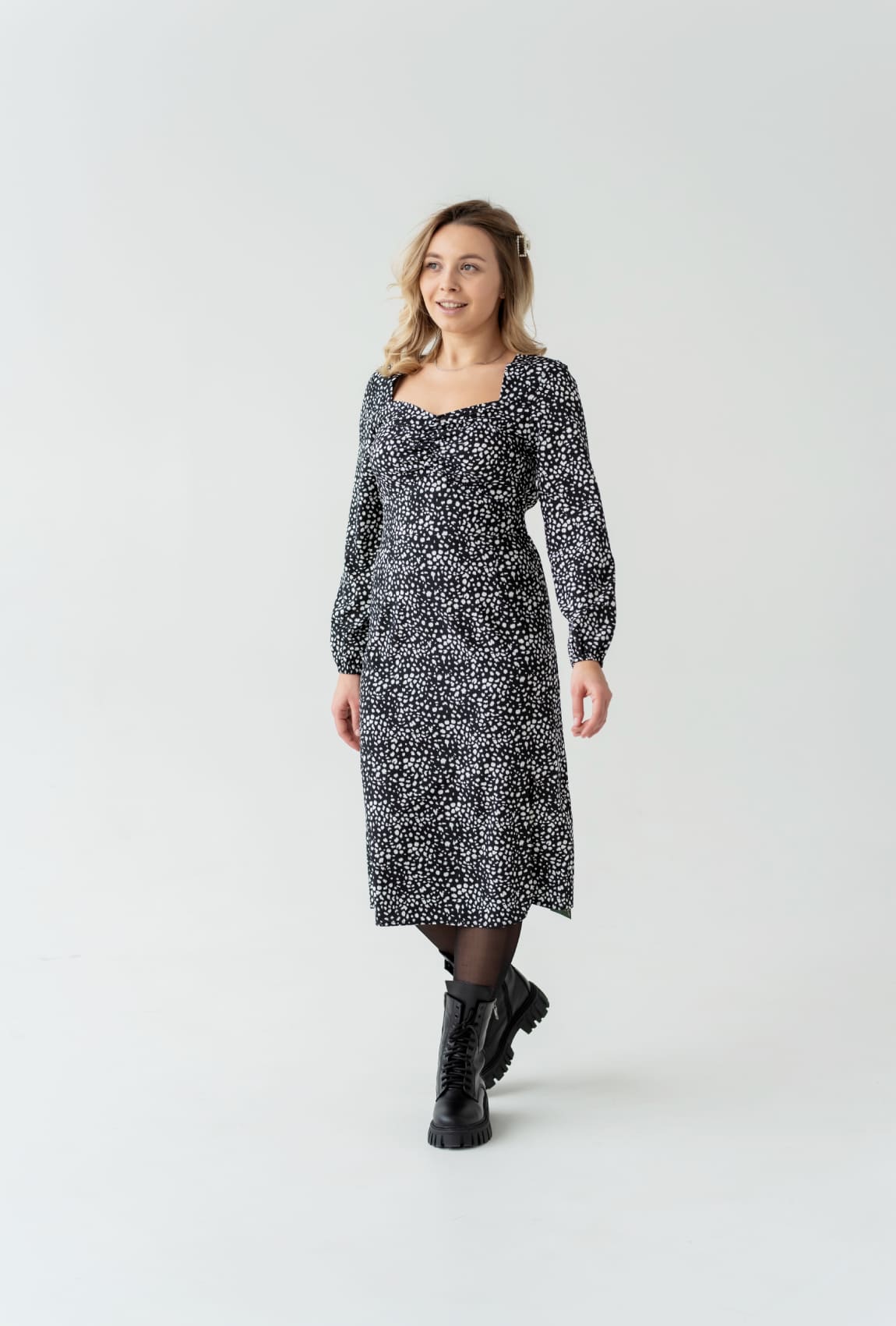 Черное платье софт в принт —  662775. Maritel