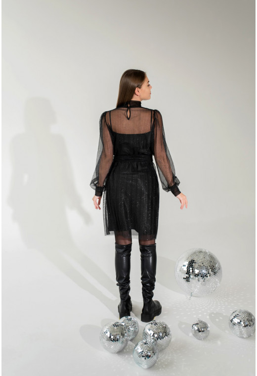 Чорна шифонова сукня з гофре — 327495. Maritel. Зображення 2 Чорна шифонова сукня з гофре — 327495. Maritel. Зображення 2