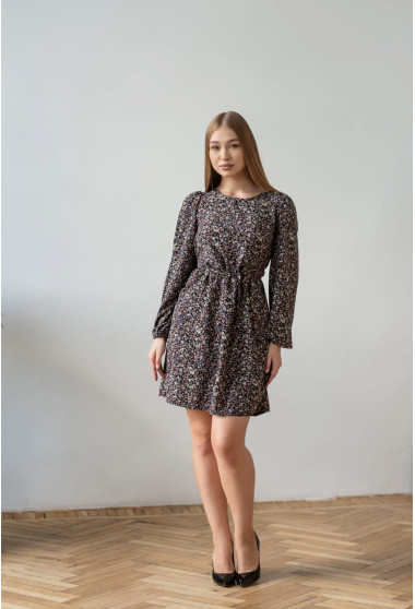 Чорна сукня софт з рукавом у квітку. Maritel. Зображення 5