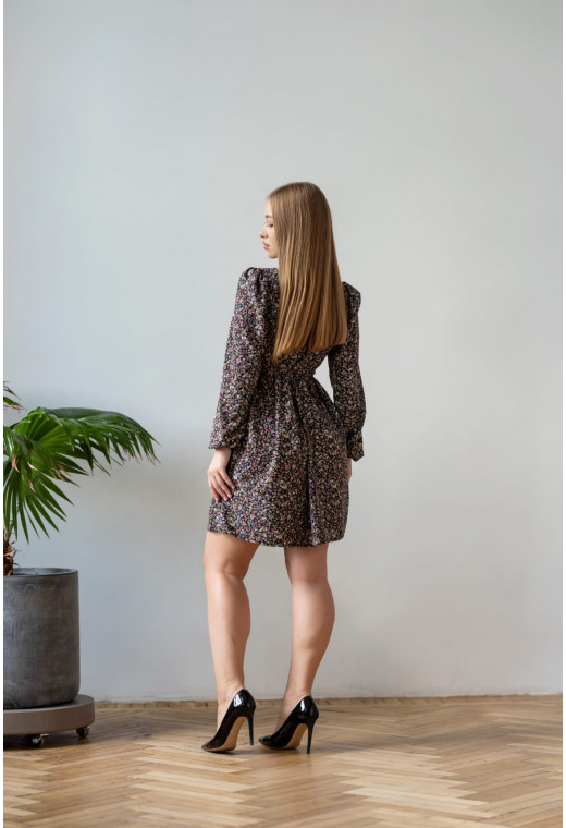 Чорна сукня софт з рукавом у квітку —  267055. Maritel. Зображення 1 Чорна сукня софт з рукавом у квітку —  267055. Maritel. Зображення 1