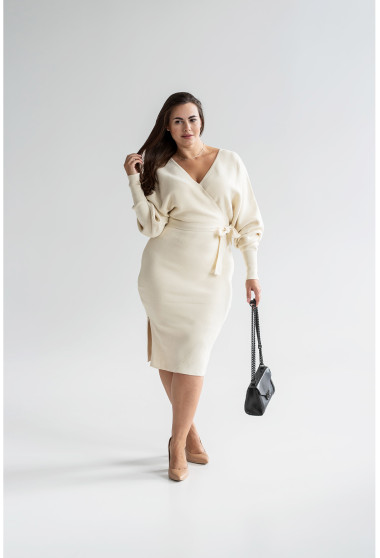 Сукня в'язана з V вирізом Молоко. Maritel. Зображення 8