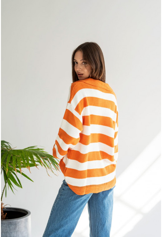 Помаранчевий светр поло в широку полоску — 120662. Maritel. Зображення 2 Помаранчевий светр поло в широку полоску — 120662. Maritel. Зображення 2