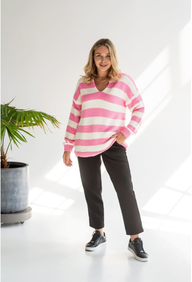 Рожевий светр поло в широку полоску. Maritel. Зображення 12