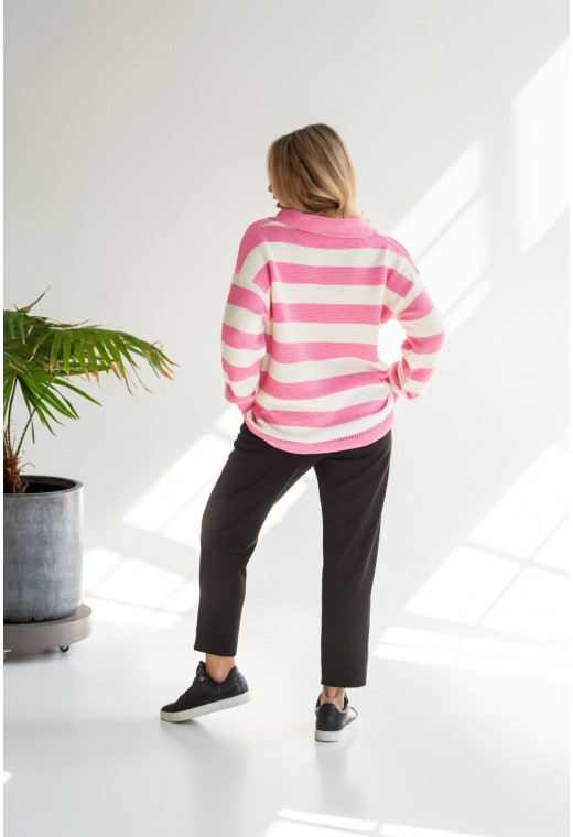 Рожевий светр поло в широку полоску — 822682. Maritel. Зображення 1 Рожевий светр поло в широку полоску — 822682. Maritel. Зображення 1