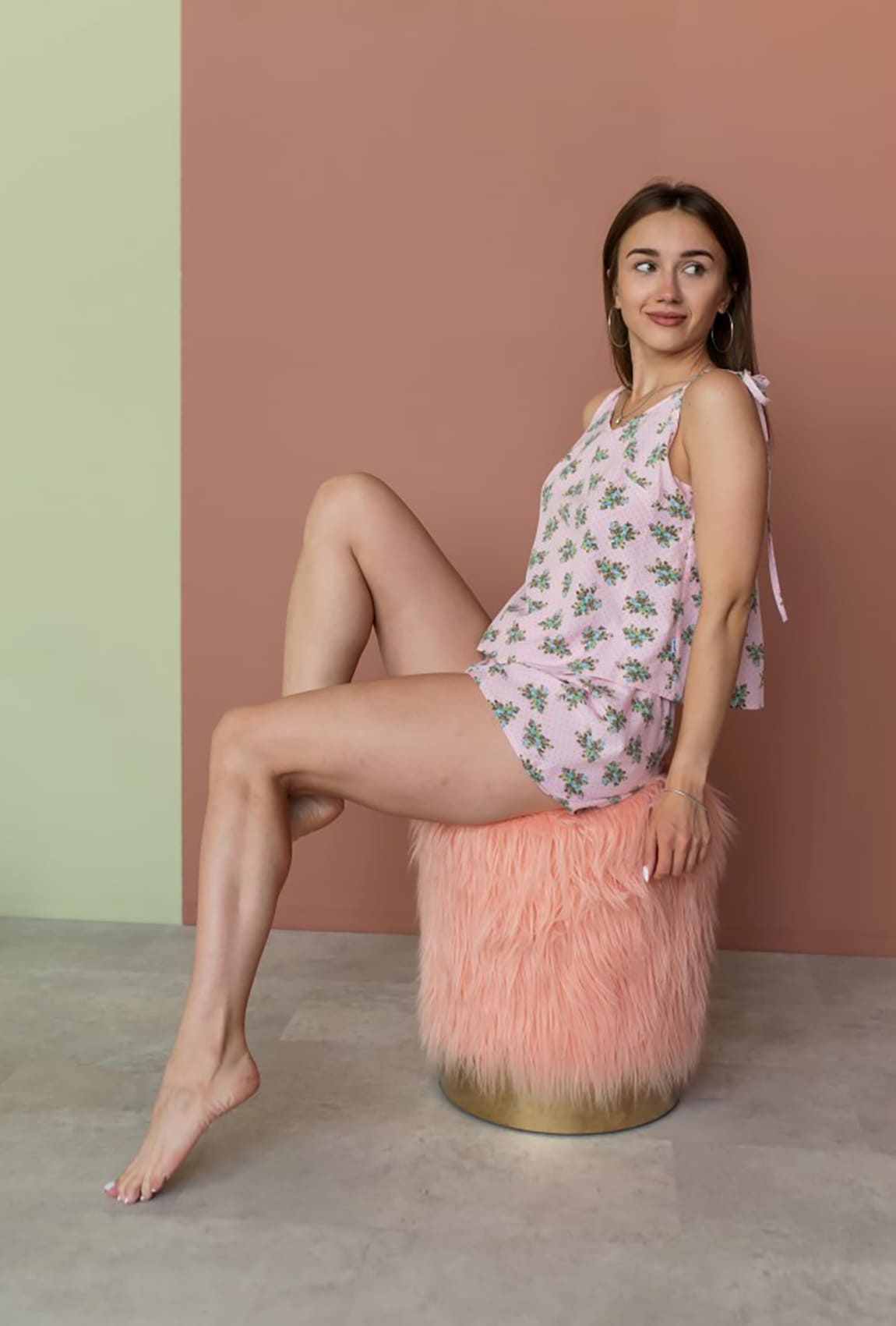 Рожева піжама софт у квіточку —  604009. Maritel