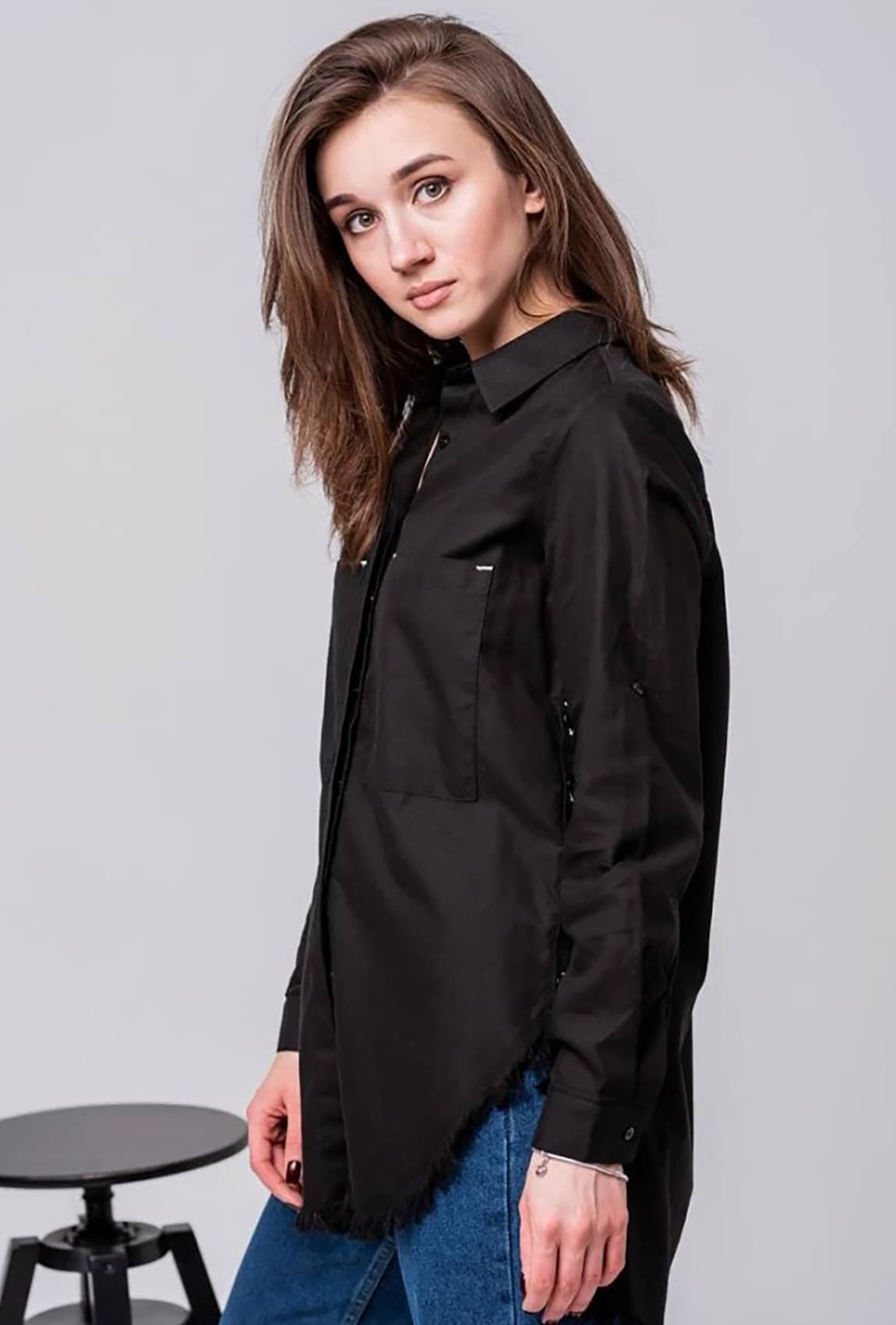 Черная рубашка с бахромой — 714261. Maritel Черная рубашка с бахромой — 714261. Maritel