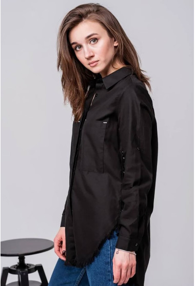 Чорна сорочка з бахромою. Maritel. Зображення 12