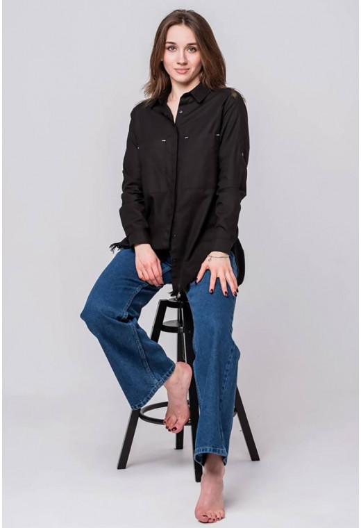 Черная рубашка с бахромой — 714261. Maritel. Изображенние 2 Черная рубашка с бахромой — 714261. Maritel. Изображенние 2