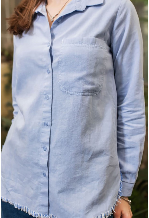 Голубая рубашка с бахромой — 310715. Maritel. Изображенние 2 Голубая рубашка с бахромой — 310715. Maritel. Изображенние 2