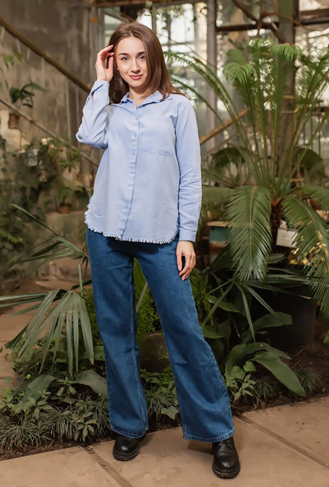 Голубая рубашка с бахромой — 310715. Maritel Голубая рубашка с бахромой — 310715. Maritel