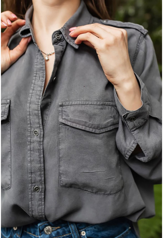 Серая котоновая рубашка — 808499. Maritel. Изображенние 1 Серая котоновая рубашка — 808499. Maritel. Изображенние 1