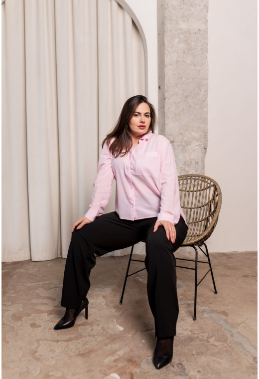 Розовая котоновая рубашка укороченная — 112535. Maritel. Изображенние 1 Розовая котоновая рубашка укороченная — 112535. Maritel. Изображенние 1