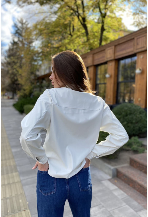 Молочная рубашка из экокожи — 708355. Maritel. Изображенние 1 Молочная рубашка из экокожи — 708355. Maritel. Изображенние 1