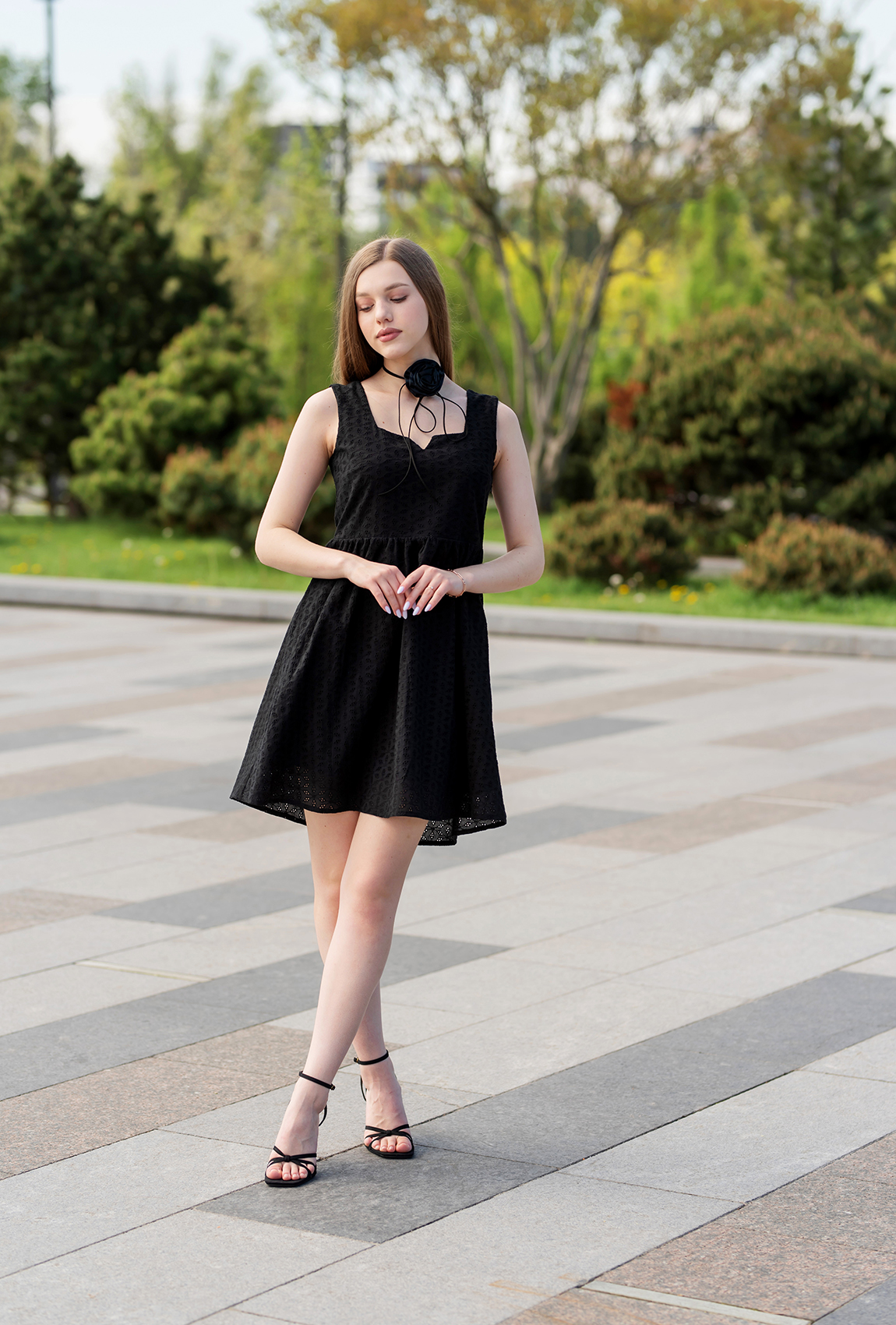 Черный сарафан прошва короткий —  288794. Maritel. Изображенние 1