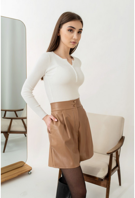 Коричневі шкіряні шорти — 886897. Maritel. Зображення 2 Коричневі шкіряні шорти — 886897. Maritel. Зображення 2