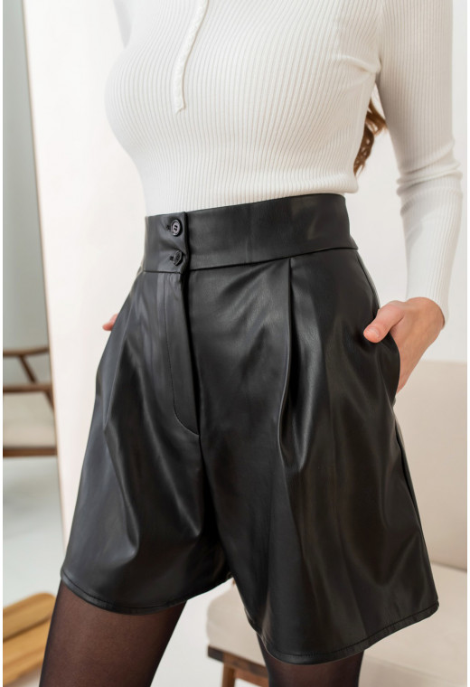 Черные кожаные шорты — 760316. Maritel. Изображенние 2 Черные кожаные шорты — 760316. Maritel. Изображенние 2
