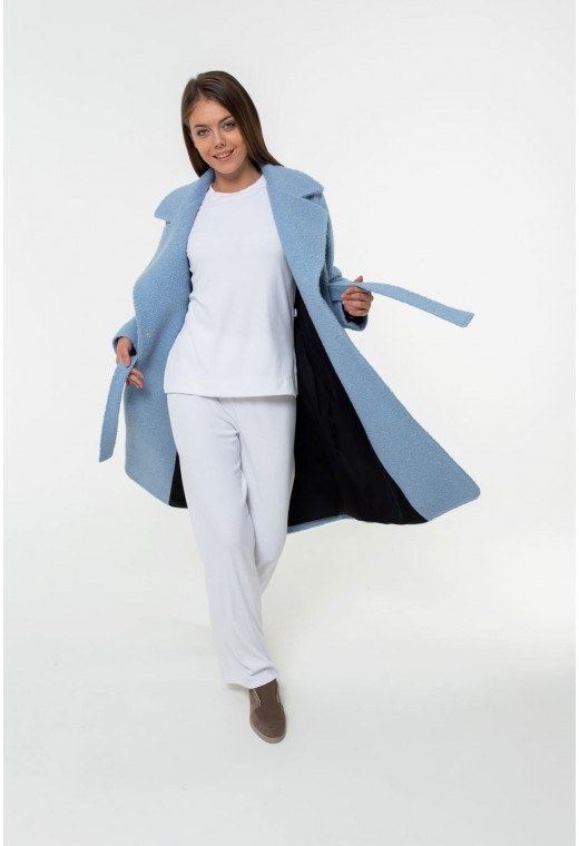 Довга блакитна шуба баранчик — 413701. Maritel. Зображення 1 Довга блакитна шуба баранчик — 413701. Maritel. Зображення 1